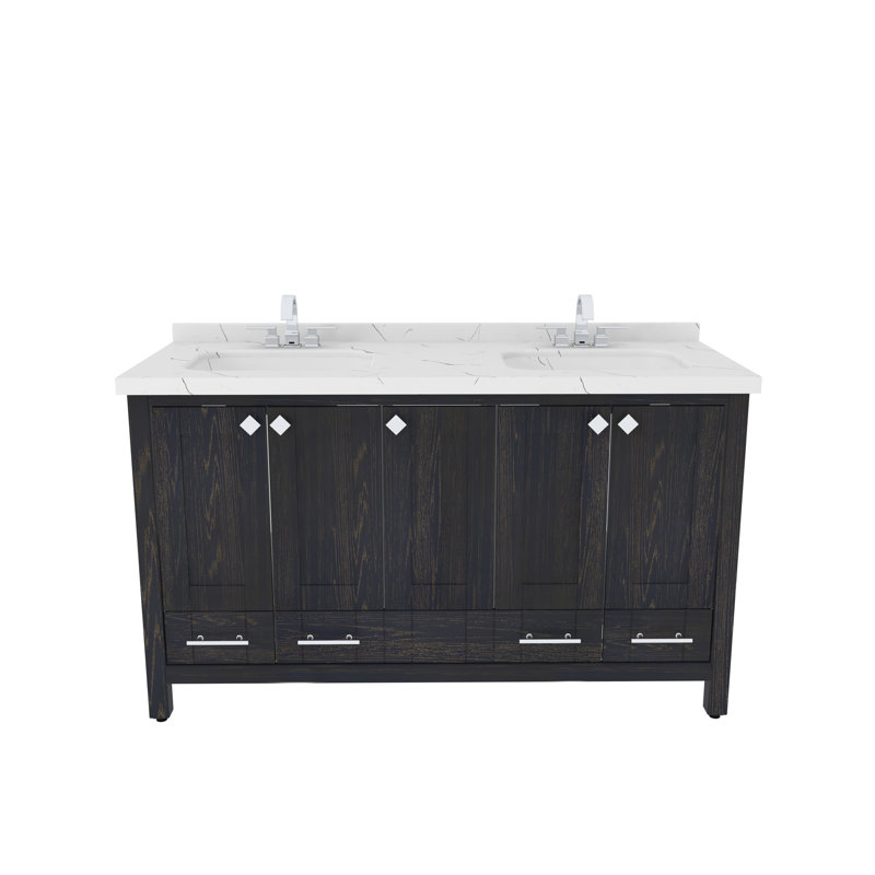 Lark Manor Analis 59'' Double Bathroom Vanity with Engineered Marble